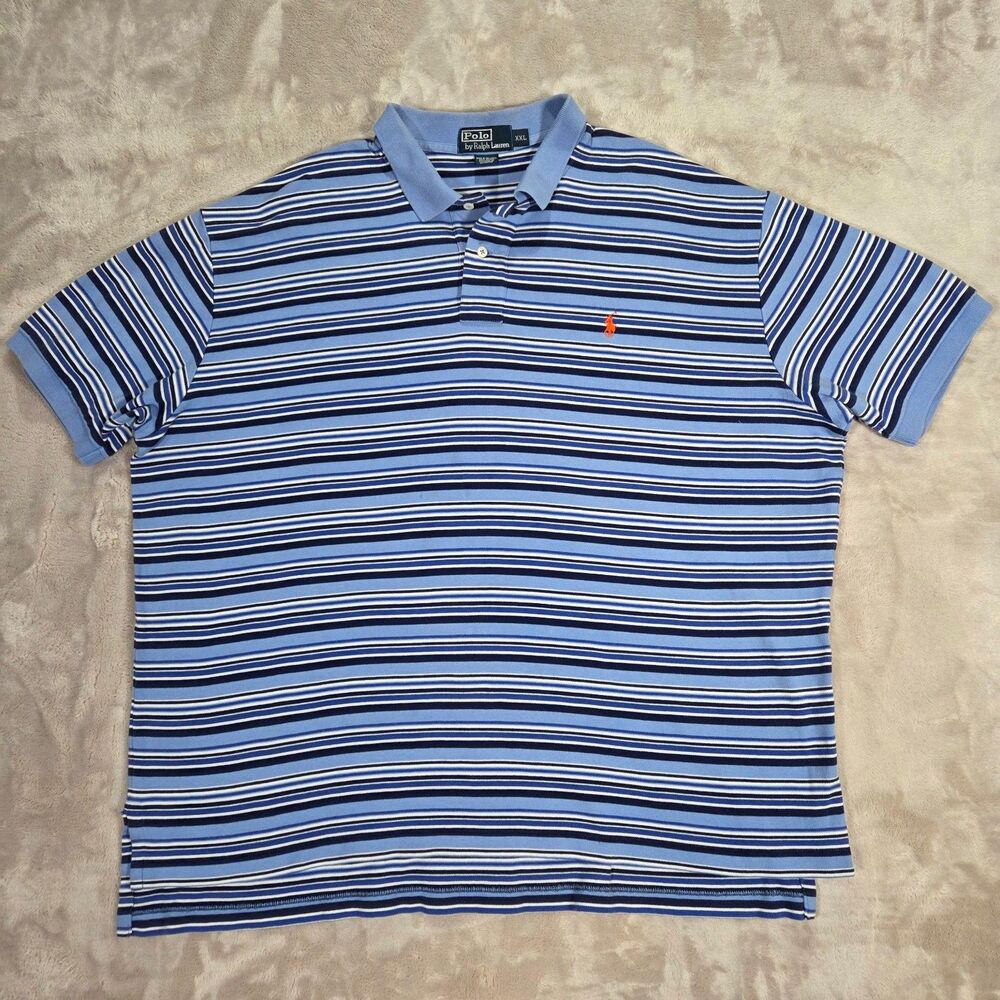 Polo Ralph Lauren Striped Polo Shirt Men’s XXL Blue Cotton Classic Preppy
